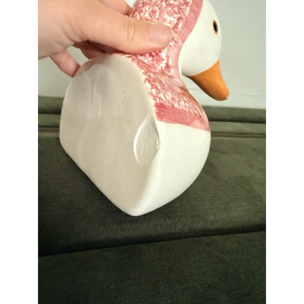 N. S. Gustin Handpainted Duck Doorstop Bookend Pottery Ceramic Mother Goose